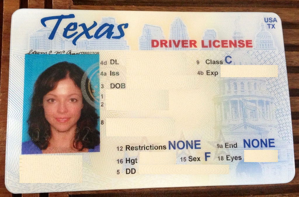 font used on texas drivers license